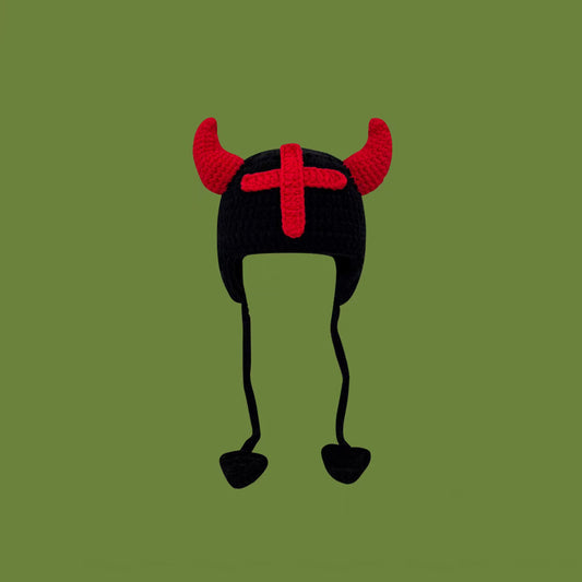 Handmade Demon Guardian Hat | Cute Fairy-Tale Crochet Beanie