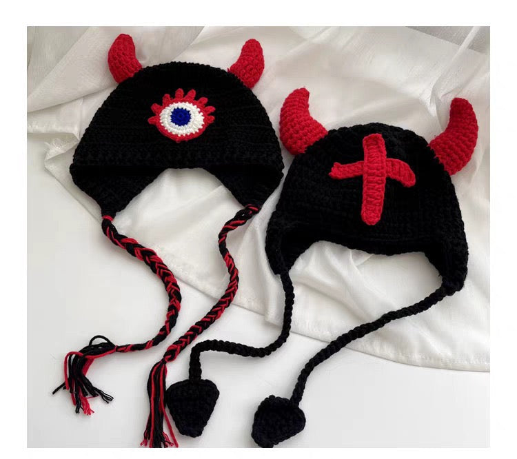 Handmade Demon Guardian Hat | Cute Fairy-Tale Crochet Beanie