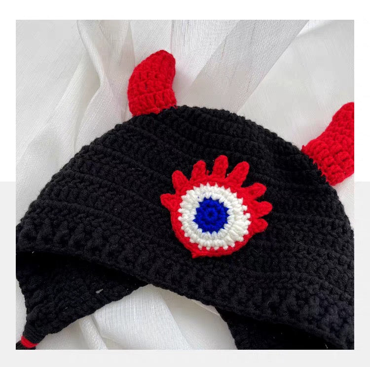 Handmade Demon Guardian Hat | Cute Fairy-Tale Crochet Beanie