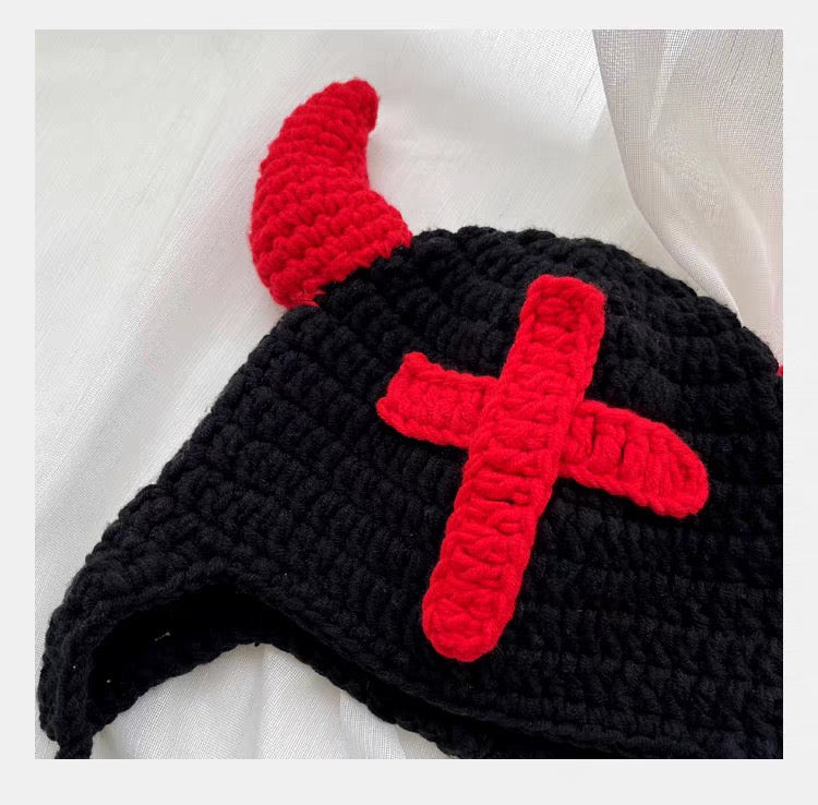 Handmade Demon Guardian Hat | Cute Fairy-Tale Crochet Beanie
