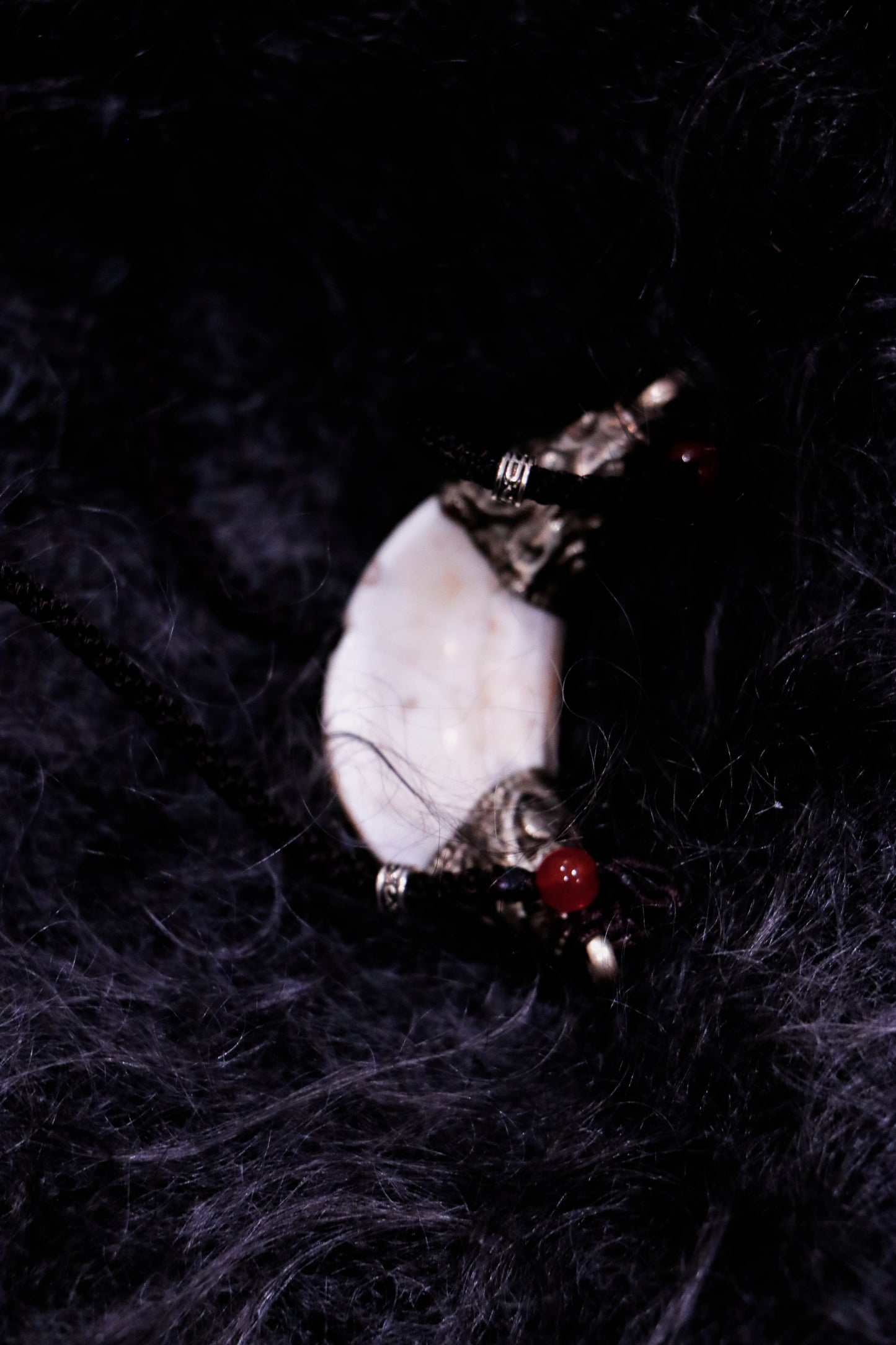 Dragon Inlay Tooth- Hand- made Tibetan protective talisman Pendant
