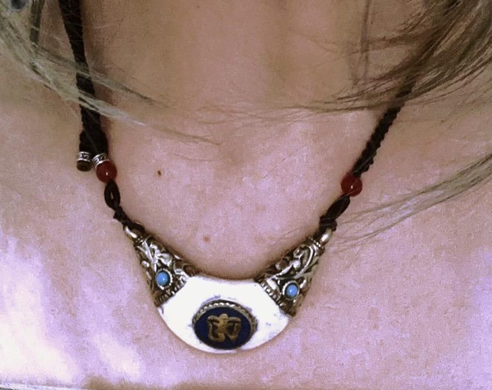 Dragon Inlay Tooth- Hand- made Tibetan protective talisman Pendant